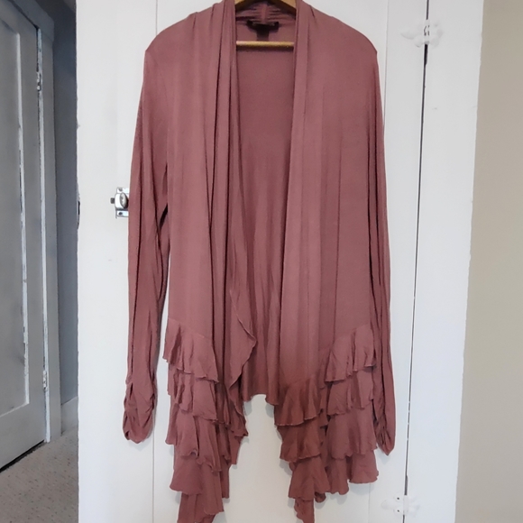 Victor Alfaro mauve ruffle front cardigan - Picture 2 of 8